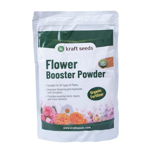 Kraft Seeds Organic Flower Booster Powder (Pack of 1, 0.9 Kg) | Growth Boosting Fertilizer | Flower Fertilizer for All Types of Plants | Beneficial Microbes for Better Flowering