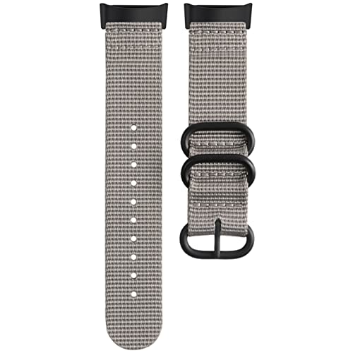 Lijinlan Nylon Replacement Bands Compatible with Fitbit Charge 5 Men, Soft Woven Wristband Strap for Fitbit Charge 5 Advanced Fitness & Health Tracker (Silver)