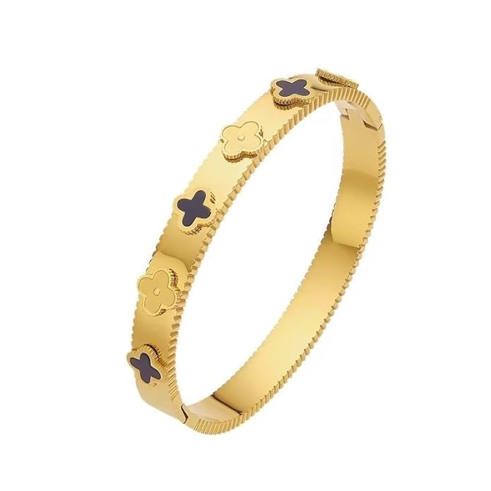 Bracelet for Men Stainless Steel | Clover Kada for men Bracelets brothers | Rakhi Love Bracelet for Boys Gold,Kada | Waterproof, Anti-tarnish Bracelet, Rust-free 8 mm Bracelets for Men golden-image-9