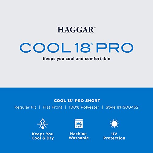 Haggar Men's Cool 18 PRO Stretch Solid Oxford Flat Front Short Shorts, Blue, 32 - image 4