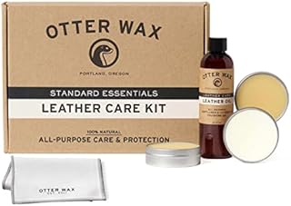 Otter Wax Leather Care Kit | 100% All-Natural Leather Care Products | Made in The USA | Includes Saddle Soap & Leather Salve | Color Safe | Ideal for Shoes, Boots, Jackets, Car Interiors