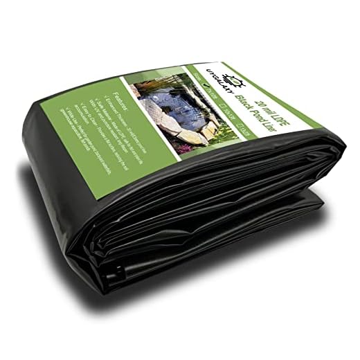 UYGALAXY 7X10 Feet Pond Liner Pond Skins - 20 Mil LDPE - Black Small Outdoor Pond Liner for Fish koi Ponds Streams,Fountains,Garden Backyard Waterfall