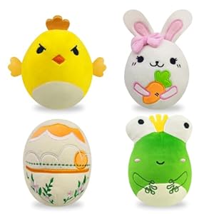 4 Pack 6 Inch Easter Stuffed Plush Toys for Kids Boys Girls Toddlers Easter Basket Stuffers Fillers Gifts