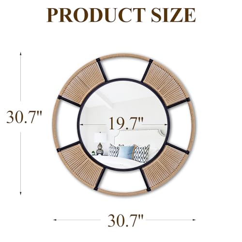 Autdot Hand‑Woven Jute Rope Round Wall Mirror, 30''Modern Boho Mirror Decor by Autdot - Used condition - Image 9