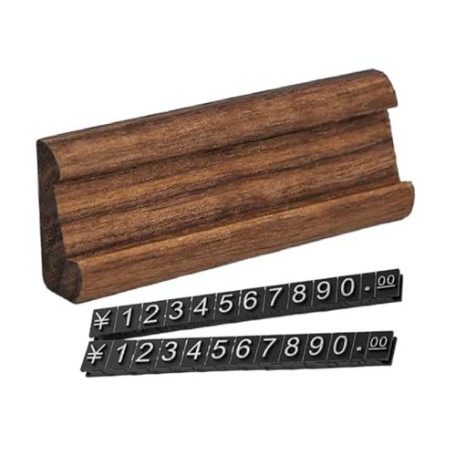 Colcolo Price Tags Soporte ajustable Venta de la exhibición de madera Precio de madera Madre para tiendas minoristas de la oficina de hoteles Supermanket, Marrón Plata