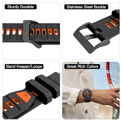 Image of OVERSTEP Compatible with Fenix 8 47mm Watch Bands, 22mm Soft Siliocne Strap for Garmin Fenix 5 /Fenix 5 Plus /Fenix 6 /Fenix 6 Pro /Fenix 7 Smartwatch