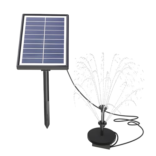 Irishom Pompa ad acqua solare da 7 W con kit ugelli a doppio strato da 17 pezzi, Pompa per fontana solare da 350 l/h, Batteria incorporata da 3000 mAh