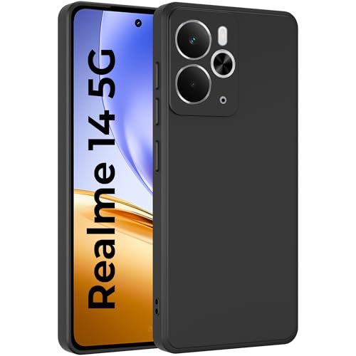 Image of A rtistque Back Cover Case for Realme 14 5G with Camera Protection | Shockproof TPU | Stylish Protective Design | Slim Fit | Ultra Matte | Back Cover - Black