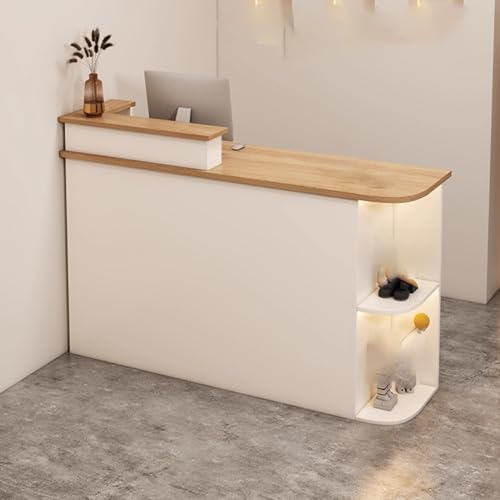 Banco Reception 100x40x90cm - Bancone Per Negozio, Ufficio, Supermercato Con Cassetti, Design Moderno, Colore Bianco Sporco - Foto 2
