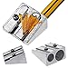 TopHomer 5 Packs Aluminum Alloy Sharpener Handheld with Extra Long Pencil Guiding Slot for Standard and Giant Pencils Office and School (Single Hole)