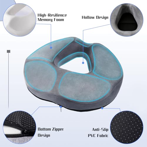 BUERPINKING Donut Kissen–Hämorrhoiden Sitzkissen aus Memory Foam, Ergonomisches Kissen, Sitzring Steißbein Entlastung für Bürostühle, Autos und Rollstühle