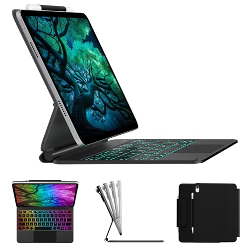 typecase Edge Keyboard Case for iPad 11th Gen A16 (2025) & 10th Gen 10.9 (2022) Multi-Touch Trackpad 11-Color Backlit Magic-Style Keyboard Floating Magnetic Stand Pencil Holder Black