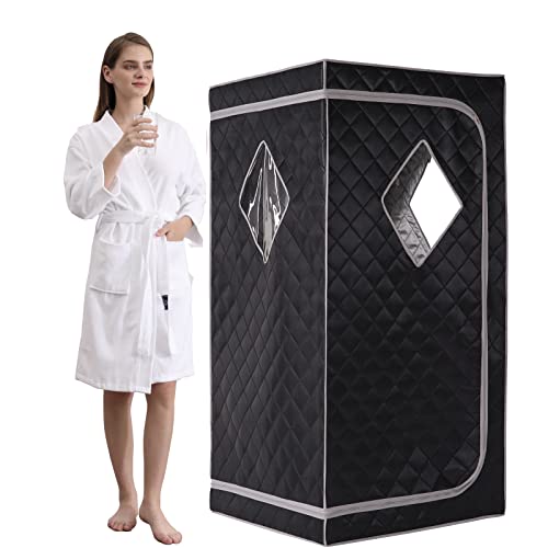 ZONEMEL Portable Full Size Infrared Sauna, Home Spa Detox Therapy with Upgrade Reinforced Portable Chair-Black Grey, L33.9 x W33.9 x H66.5