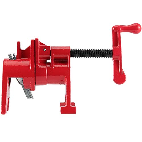 ZEONHAK 4 Pack 3/4 Inches Pipe Clamp, Wood Gluing Pipe Clamp Set, Heavy Duty Woodworking Cast Iron Clamp for Metalworking, Woodworking and Frame Assembly, Red