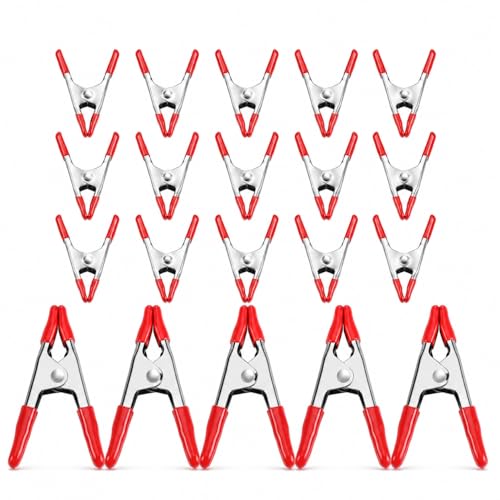 WORKPRO 20-Piece Steel Spring Clamps 4 Inch(5 Pcs) & 2 Inch(15 Pcs) Heavy Duty Spring Metal Spring Clamps 1&0.75 Jaw Opening for Wood Working DIY Photo Studio Backdrops Backgrounds