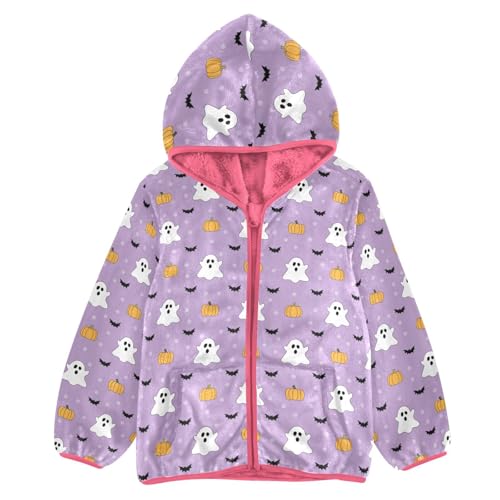 Halloween Toddler Fleece Jacket Baby Girls Hooded Zipper Long Sleeve Thick Warm Outerwear 3-10 Years