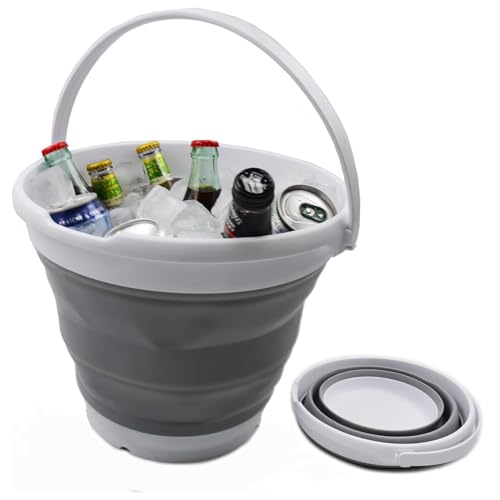 Collapsible Bucket Foldable Tub -3L Portable Small Bucket for Camping, Beach, Car Washing & Outdoor Use, Space Saving & Lightweight（Grey）