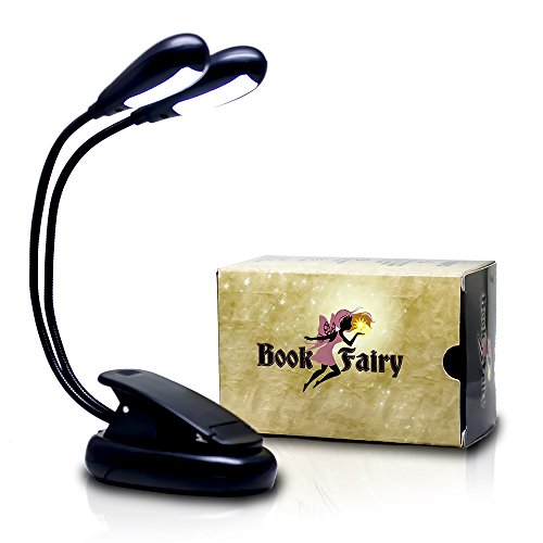 Book Fairy 12 LED Adjustable Reading Light with 4 Brightness Settings | Clip-on Flexible Book Light and Music Stand Light | Perfect Kids Reading Light