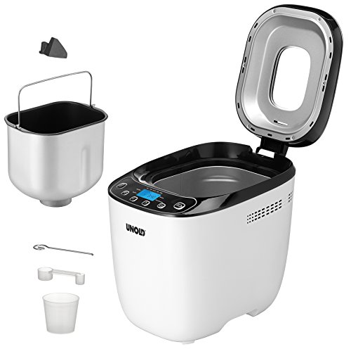 Foto von Unold 68010 Backmeister Design - Brotbackautomat, bis 1.000g Brotgewicht, Schwarz-Weiß, 550 Watt, BPA-frei, Cool-Touch-Gehäuse, 12 gespeicherte Programme, LCD-Display