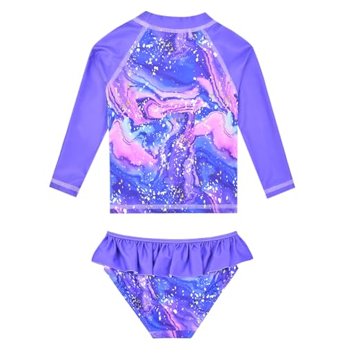 Image of QPANCY Girls Rash Guard Swimwear Swimsuit Bathing Suits UPF 50+ Sun Protection