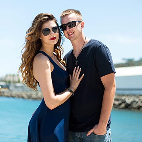 Uloveido Titanium Steel Key Pendant Necklace and Square Lock Bangle Bracelet Set for Couples Valetines Gifts2