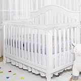 MCDALEGE 3Pcs Breathable Crib Rail Covers for Teething, 3-pcs Soft Anti-Collision Strip Corner Cover, Crib Teething Rail Cover (White)