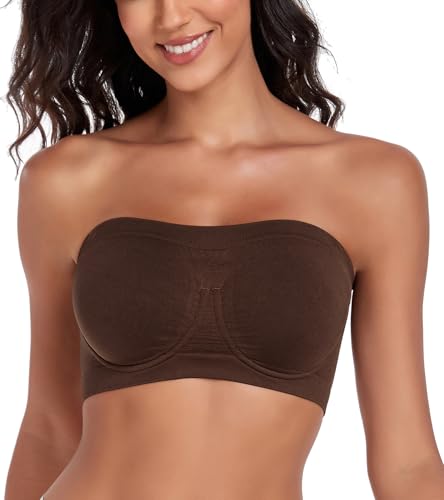 Image of Women's Underwire Strapless Multiway Bra Bandeau Seamless Supportive Bras Non Padded Top