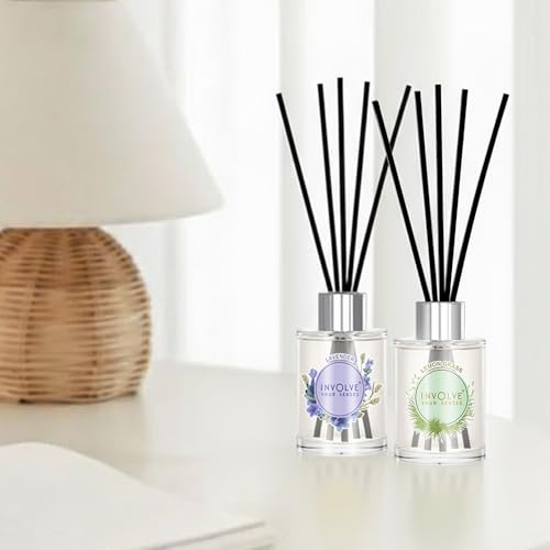 Image of Involve Pura Reed Diffuser Set (Pack of 2) - Lavender & Lemongrass - 120 ml | Oil Diffuser with Free 10 Reed Sticks | Room Freshener for Home, Bedroom | Gifts Set | New Home Gift Items Useful