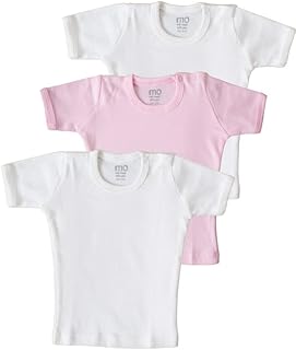 مو فانلة داخلية نصف كم للاطفال الاولاد من عمر 3-18-24 شهر اوف وايت-ازرق-ابيض ، للأولاد الرضع