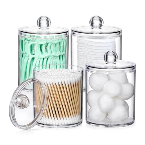 Combo 2 Potes Organizadores de Acrílico com Tampa – Porta Algodão, Cotonete e Maquiagem – Transparente, Elegante e Resistente