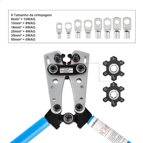 Alicate Crimpador Terminal Compressão De 6 Até 50mm Aço