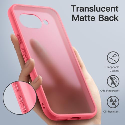 Image of JETech Matte Cover Case for Google Pixel 9a 6.3-Inch 2025, Frosted Translucent Back Protective Slim Phone Cover, Anti-Fingerprints (Peony)