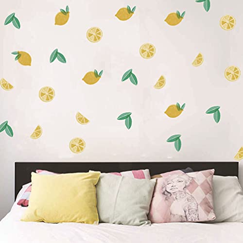 Amosfun Zitrone Wand Aufkleber Sommer Kühlen Gelb Zitrone Wand Aufkleber Hawaii Stil Selbst- Adhesive Citrus Zitronen Obst Druck Wand Kunst für Schlafzimmer Wohnkultur