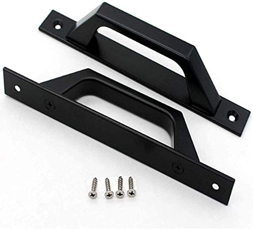 2 tiradores de puerta corredores de granja de madera, 200 mm, color negro Cover