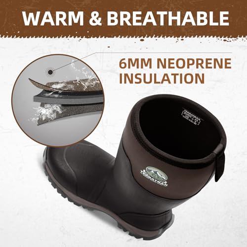 Image of Men's Waterproof Rubber Boots - 6mm Neoprene, 15 inch Shaft, Dual-Sole Anti-Fatigue Rain & Mud Boots for Farm & Wet Work, Fishing, Irrigation - Lightweight Soft Toe