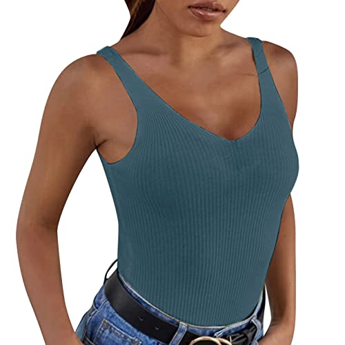 FASLOLSDP Sportshirt Damen Tanktop Damen Sommer Sexy V-Ausschnitt...