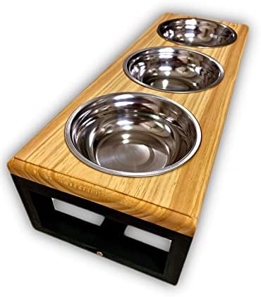 Comedouro Elevado Triplo Para Cães e Gatos - Tamanho P