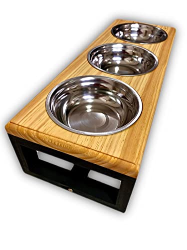 Comedouro Elevado Triplo Para Cães e Gatos - Tamanho P