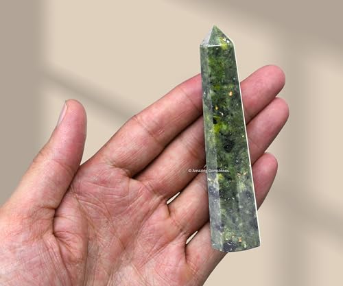 Image of Amazing Gemstone Green Jade Crystal Towers - Natural Healing Crystal Point Obelisk for Reiki Healing and Crystal Grid (3 inch to 4 inch INCH)