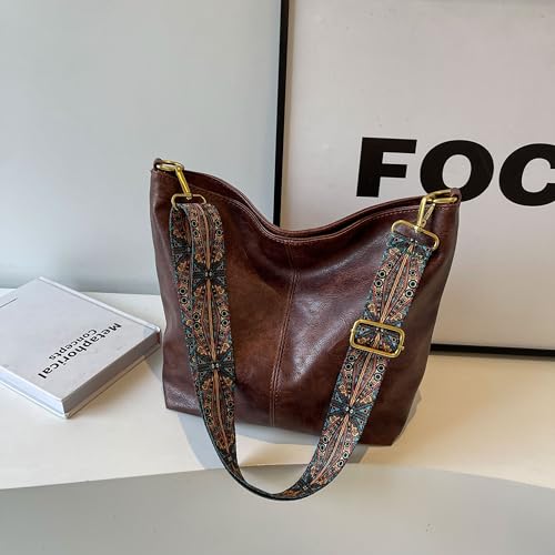 Image of Fashion Hobo Bags for Women Vegan Leather Crossbody Bag with Guitar Strap Shoulder Purses and Handbags
