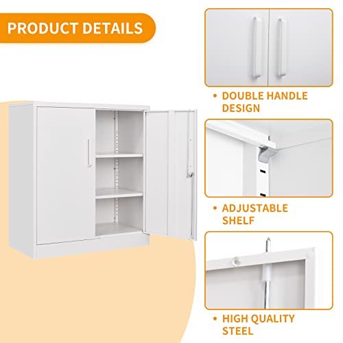 Metal Storage Cabinet With 2 Doors, Lockable Steel Storage Cabinet With 2 Doors And Adjustable Shelves, Steel Lockable File Cabinet, Locking Tool Cabinets For Office,Home,Garage #TOP3