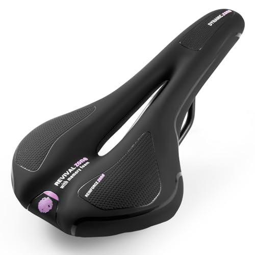 Wpunwen 自転車サドル 自転車用シート ロードバイク 超肉厚 低反発 衝撃吸収 防水 通気性 穴開き マウンテンバイク クロスバイク用 防水 男性女性ソフトサドル (ピンク)