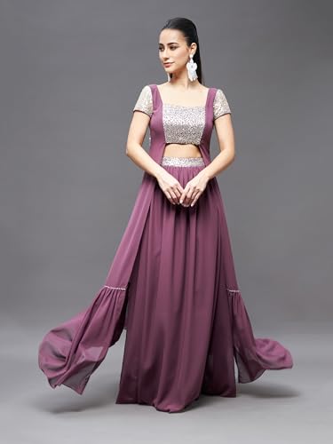 Image of Miss Chase Women's Embellished Square Neck Short Sleeves Waist Band Pocketed Tiered Maxi Co-Ord Set with Pocket