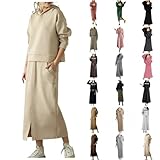 [JUJUGEN] 【新スタイル人気】 スカートセットアップ パーカー 長袖 2点セット ロングスカート スカートスーツ 春秋 ロング丈 ハイウエスト カジュアル ママスーツ ファッション 入学式 卒業式 入園式 綿混 上品 社会人 OL 通勤