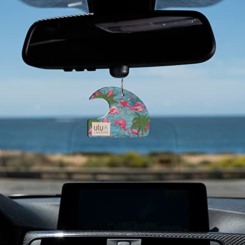Image of ulu Lagoon Hanging Car Air Freshener | Tropical Beach Coconut Surf Wax Scent Mini Wave | Long Lasting Car Freshener, Closet and Beyond | Made In USA | 3 Pack (Miami)