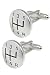 COLLAR AND CUFFS LONDON - Premium Cufflinks with Gift Box - Gear Stick with A Domed Face - Perfect for Car Lovers - Brass - Round Gear Knob Shift - Silver Colour