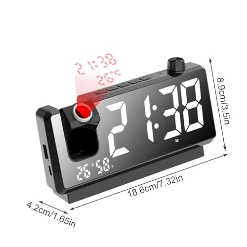 Reloj de proyección de Dormitorio con Alarma y Pantalla LED para Noches Cómodas 3