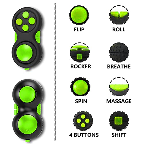 Mini Fidget Pad Buttons Controller Toys For Kid Adults With Anxiety And Autism (Black & Green) #TOP2