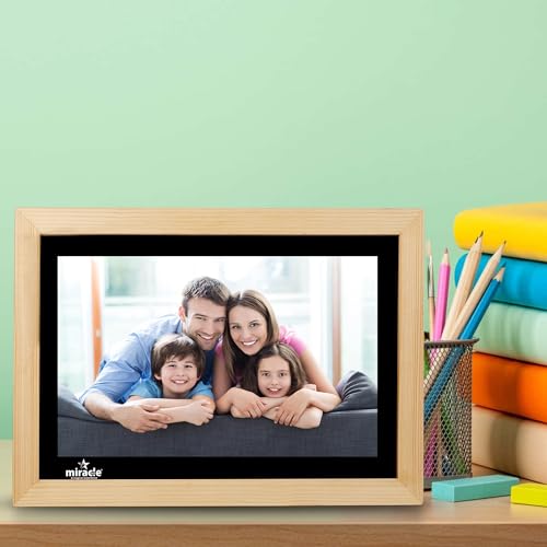 Image of Miracle Digital 15.4''(38.1) cm Wooden Digital Photo Frame Hi- Def.Screen Built in 8GB Memory & 2GB RAM.USB Disk Card,Remote Photos SlideShow,Video Audio,Support SD (Light)