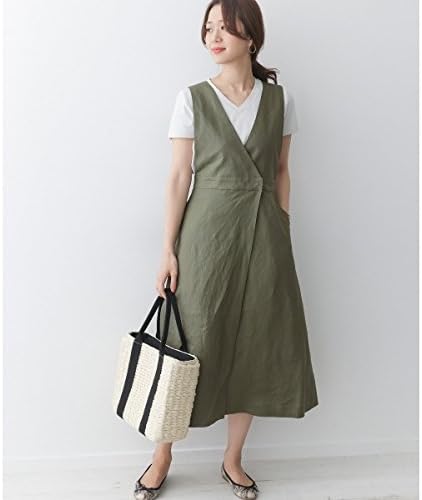 Amazon Co Jp アーバンリサーチ ドアーズ レディース Urban Research Doors レディスワンピース リネンvネックジャンパースカート Khaki One 服 ファッション小物